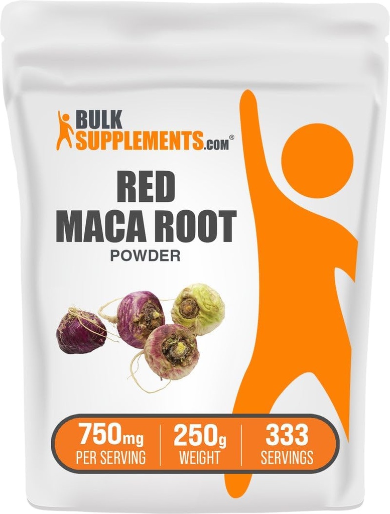 BulkSupplementments.com Powder Red Maca - od koreňa, Maca Supplement, Bylinné doplnky - Vegan & Gluten Free, 750mg per Serving, 250g (8,8 oz) (Pack of 1)