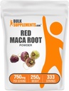 BulkSupplementments.com Powder Red Maca - od koreňa, Maca Supplement, Bylinné doplnky - Vegan & Gluten Free, 750mg per Serving, 250g (8,8 oz) (Pack of 1)