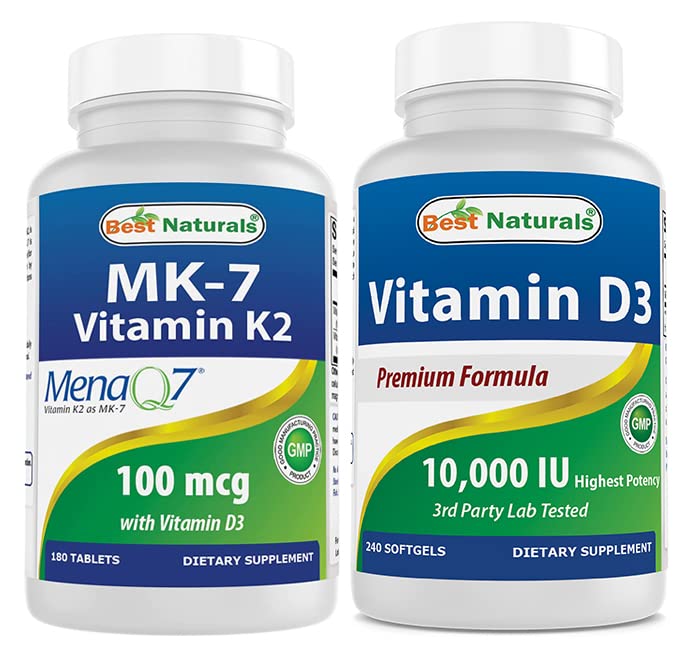 Najlepšie prírodné vitamín K2 (MK7) s D3 a vitamín D3 10000 I