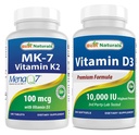 Najlepšie prírodné vitamín K2 (MK7) s D3 a vitamín D3 10000 I