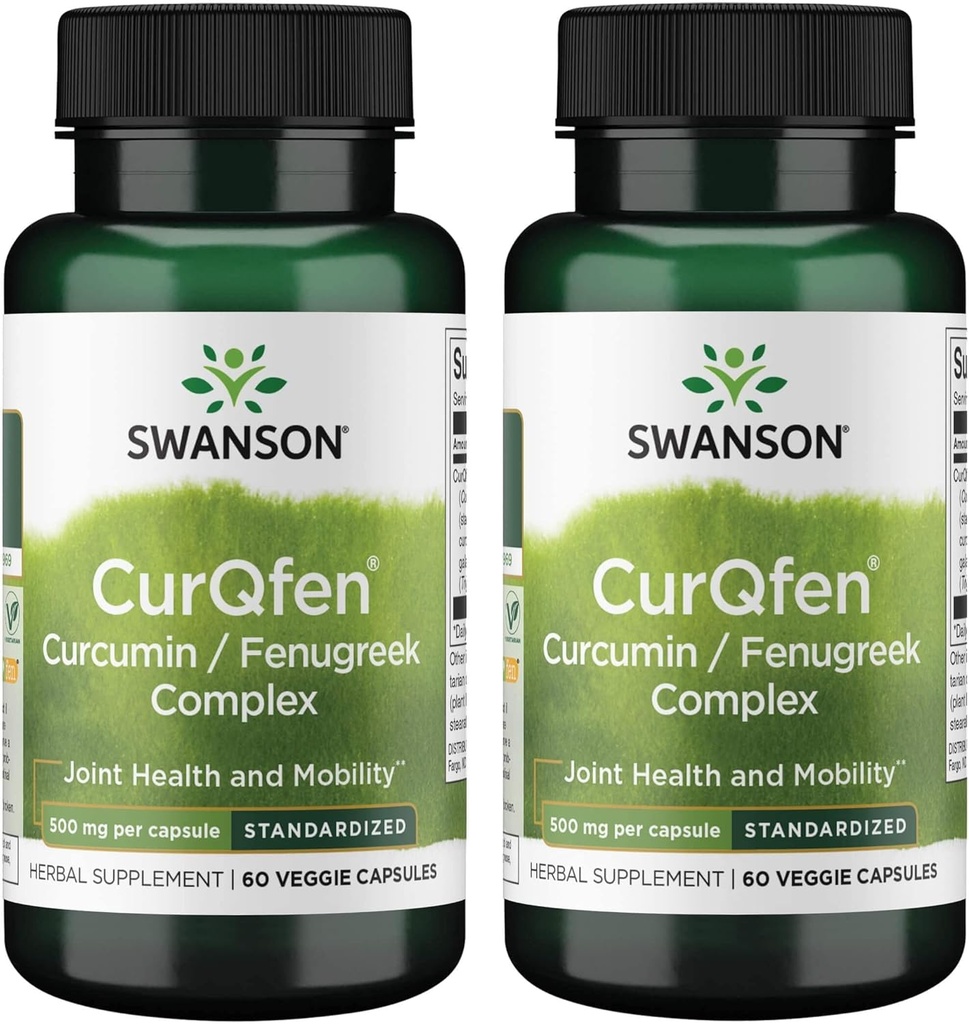 Swanson Controlled Release Curqfen Curcumin/Fenugreek Complex 60 Veg kapsuly (2 balenia)