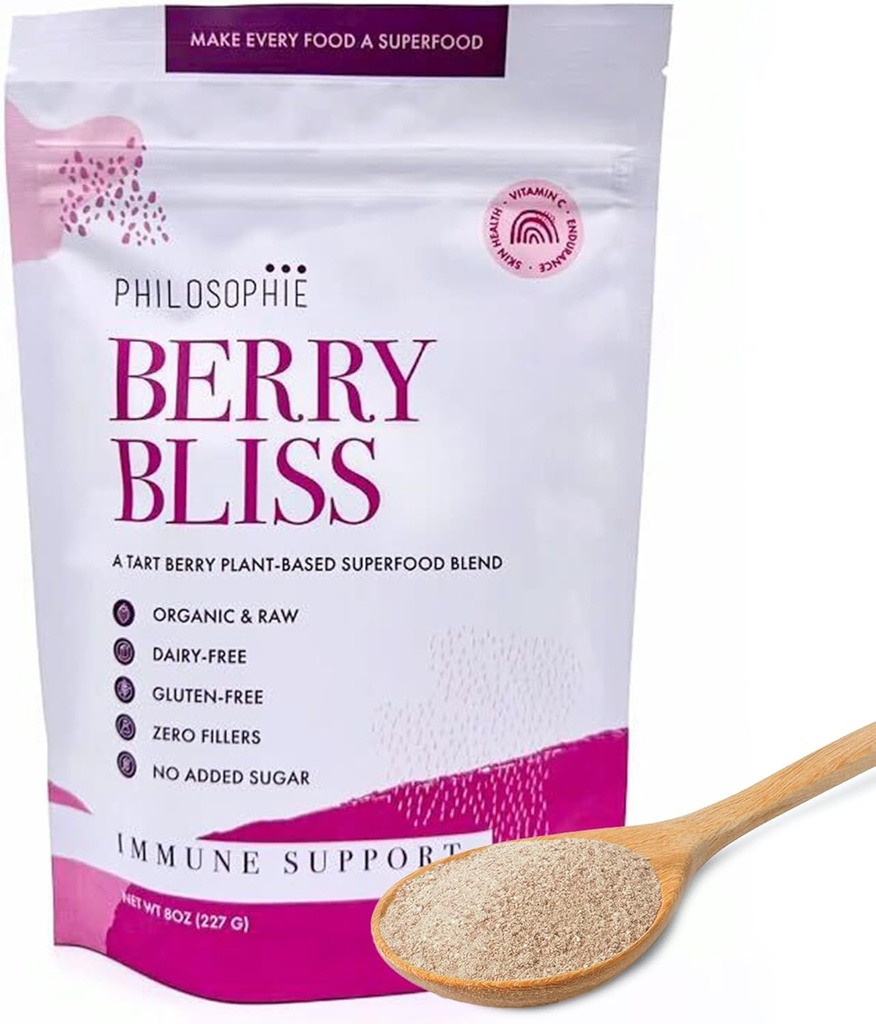 Filozofia Plant Based Superfood Powder - Vegan Protein Powder with Rice Protein, Maca Root Powder & Acai Berry - Organic Dairy Free Superfood Blend - Protein Powder Without Artificial Sweeteners