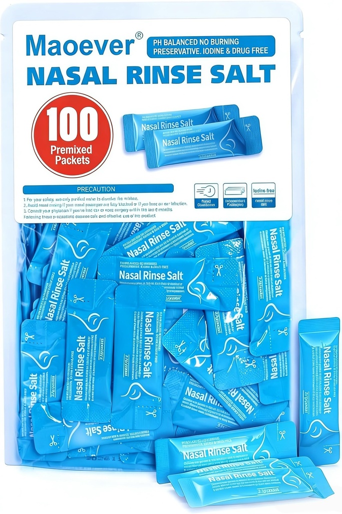 Neti Pot soľné pakety - 100 Individuálne zabalené Saline pakety pre nosal umývanie 