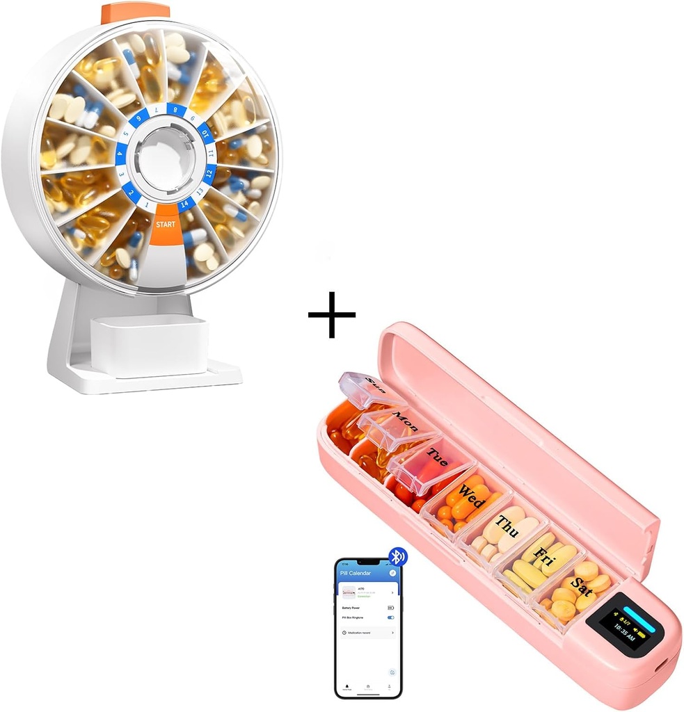 Daviky Pill Dispenser Daily, Organizujte veľké pilulky, Automatic Pill Dispenser, Smart Pill Organizátor s alarmom