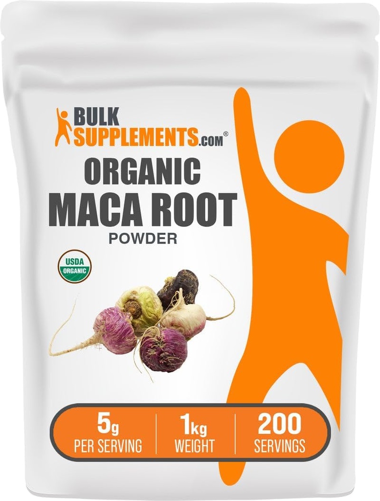 BulkSupplementments.com Organic Maca Powder - Organic Maca Root Powder, Superfood Supplement - Gluten Free, 5g per Serving, 1kg (2,2 lbs) (Pack of 1)