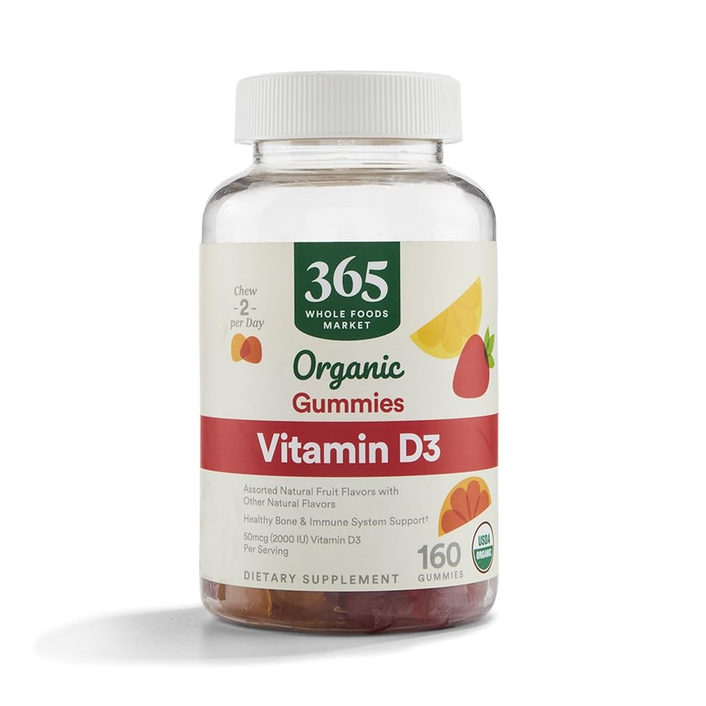 365 podľa trhu s celými potravinami, organický vitamín D3 Gummy, 160 Počet