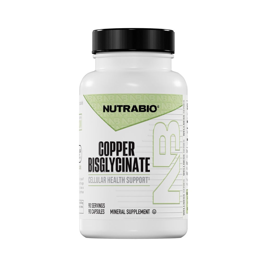 NutraBio Supplement- bisglycinát medi (3 mg), Immune Support - Copper Supplement- 90 Kapsule