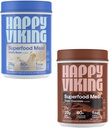 Happy Viking Vanilla and Chocolate Protein Powder, by Venus Williams, 20G Protein, Low Carb, Keto, Vegan, Gluten-Free, Superfoods, Complete Meal Replacement, 2 kanistre (24 oz. Každý)