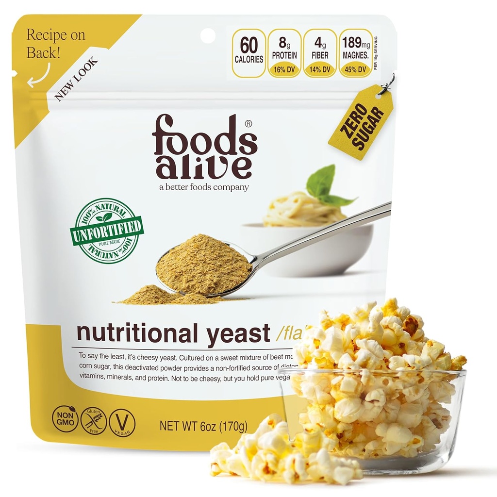 Potraviny živé nefortifikované Premium Nutritional kvasinkové rastliny, 6 unca neobohatený vegánsky syr prášok korenie