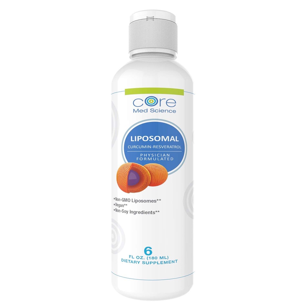 Základné Med Science Lipozomálne Curcumin Resveratrol 200mg Curcumin a 75mg Resveratrol - 6 Fl Oz Liquid - Vysoko absorpčné Curcumin Supplement
