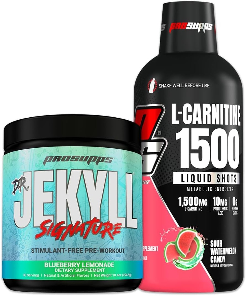 PROSUPPS Dr. Jekyll Signature Blueberry Lemonade a L-karnitín 1500 Kyslé vodové melóny Candy Bundle