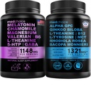 MEDCHOICE spánkový melatonín (90ct) a nootropný mozog (60ct) doplnok Bundle - Wellness Duo pre spánok, mozog, zameranie, a podpora nálady - Vegan, non-GMO, Gluten-free