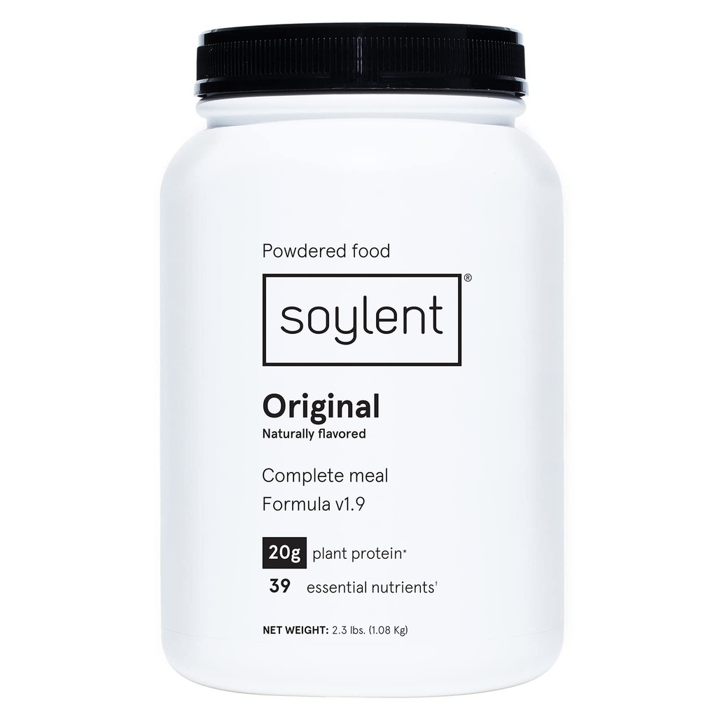 Soylent Complete Nutrition Meal Replacement Protein Powder, Original - Plant Based Vegan Protein, 39 Essential Nutrients - 36,8oz