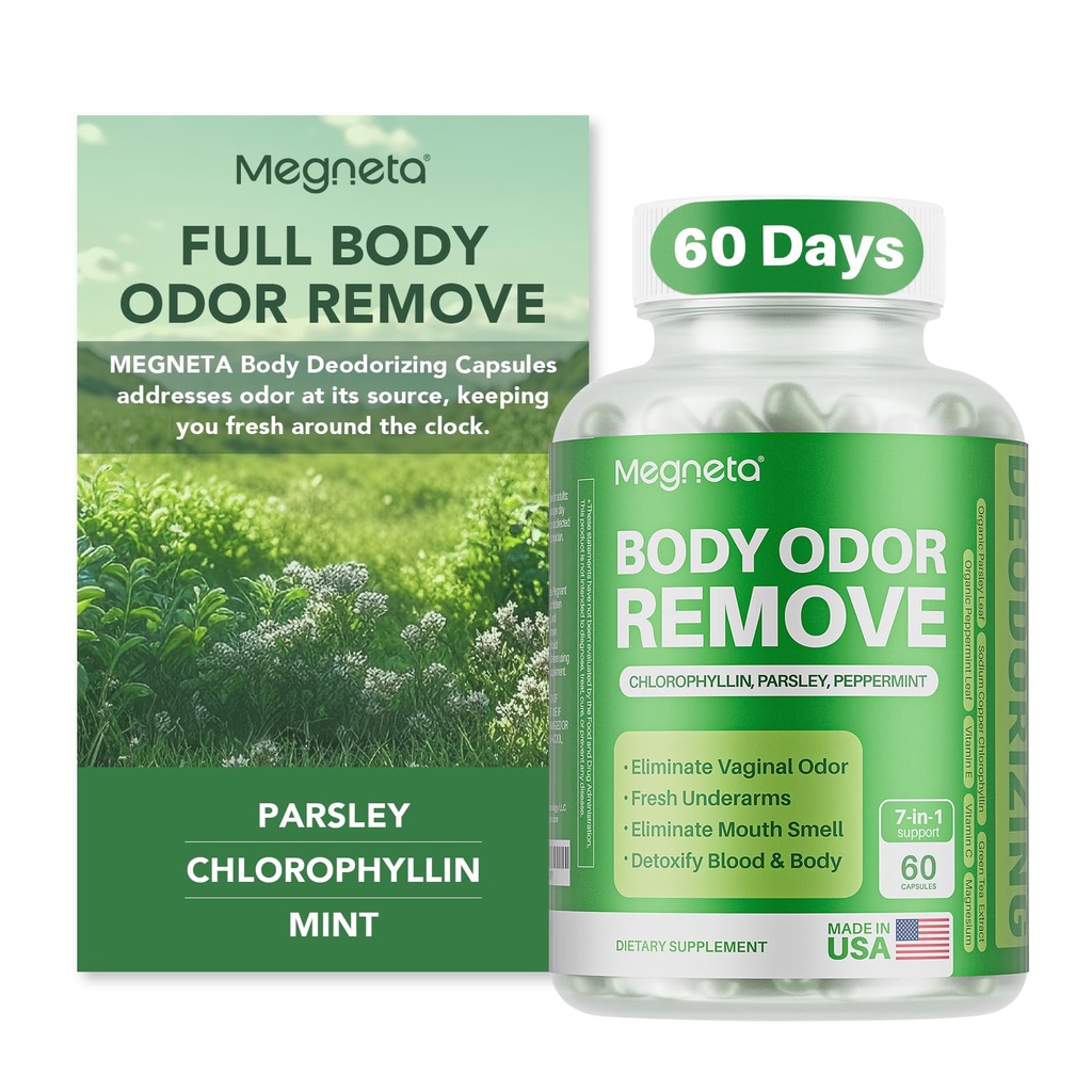 Body Deodorizing Supplement, Natural Internal Odor Control Pills od Muži a ženy, Chlorofyl Kapsule od Koža, Dýchanie a Gut Health (60 Kapsule)