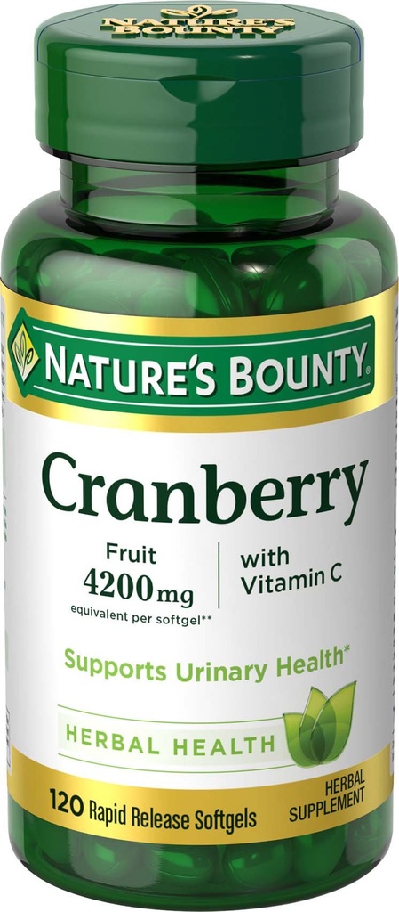 Nature's Bounty Cranberry Fruit Softgels 4200 mg plus vitamín C, 100 počet