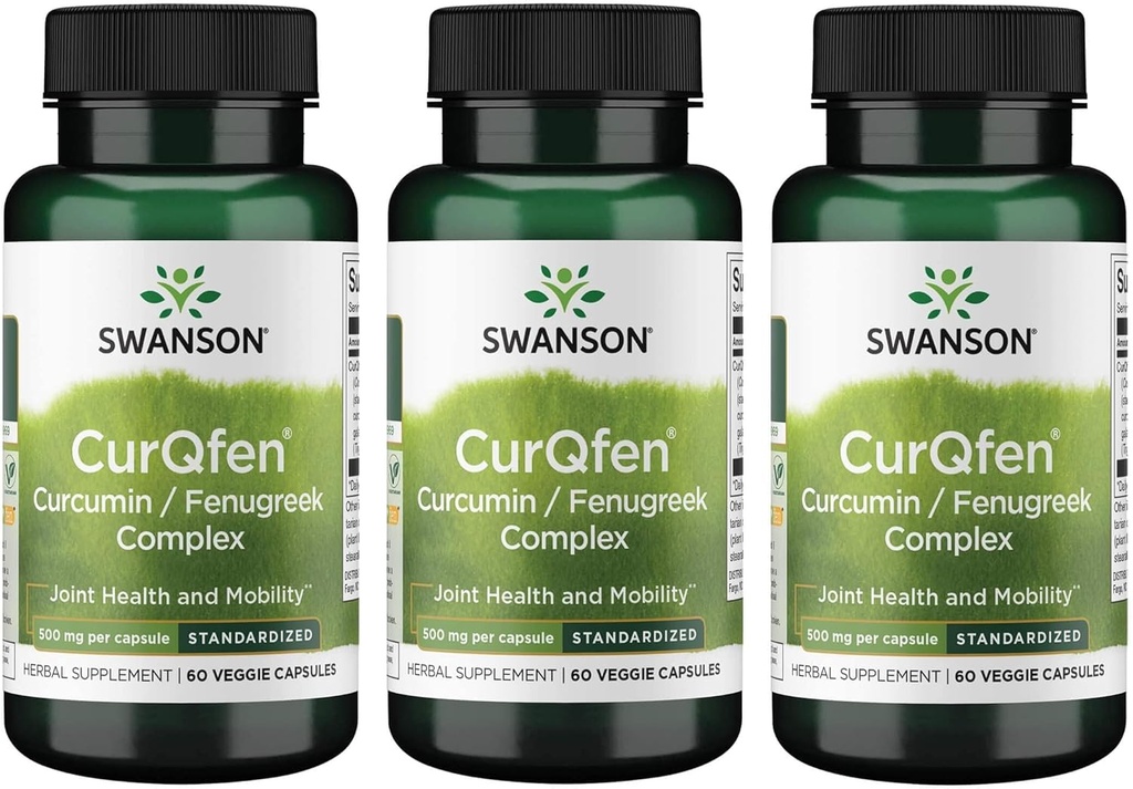 Swanson Controlled Release Curqfen Curcumin/Fenugreek Complex 60 Veg kapsuly (3 balenia)