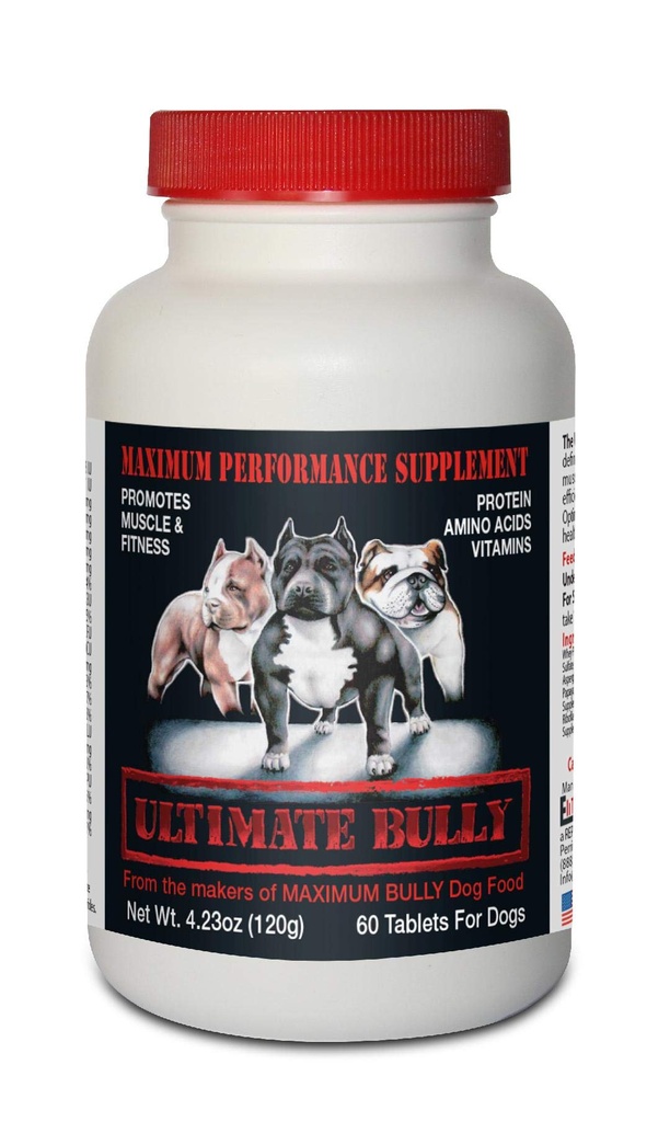 Ultimate Bully - maximálny výkon Psie doplnok, 60 tabliet, vyrobené v USA