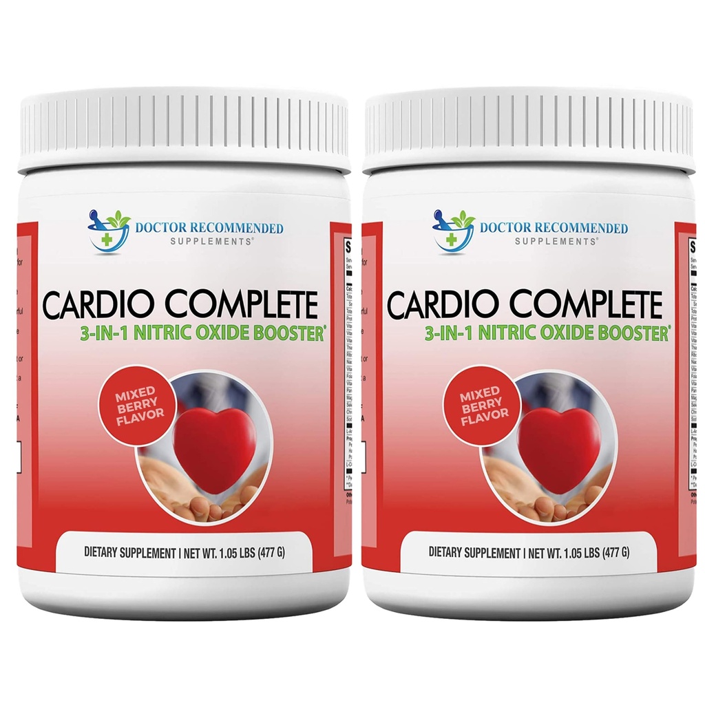 Cardio Complete - Heart Support Powder Supplement - 3-in-1 Posilňovač oxidu dusnatého s 5000 L-arginín, 1000 mg L-Citrulín a Hawthorn Berry, 2 balenia
