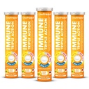nutrazul Immune Triple Action Šumivé tablety s vitamínom C 1000 mg, vitamínom D, zinkom, podpornou dennou rutinou, bez lepidla, bez cukru, bez laktózy, Orange flavor, 20 tabliet (Stock of 5x20)
