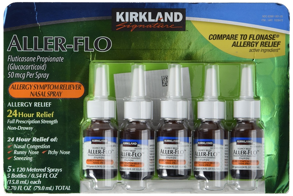 KIRKLAND SIGNATURE Kirkland Aller-Flo Fluticasone Propionát (Glucortikoid), 0.54 Fl Oz. (pack of 5)