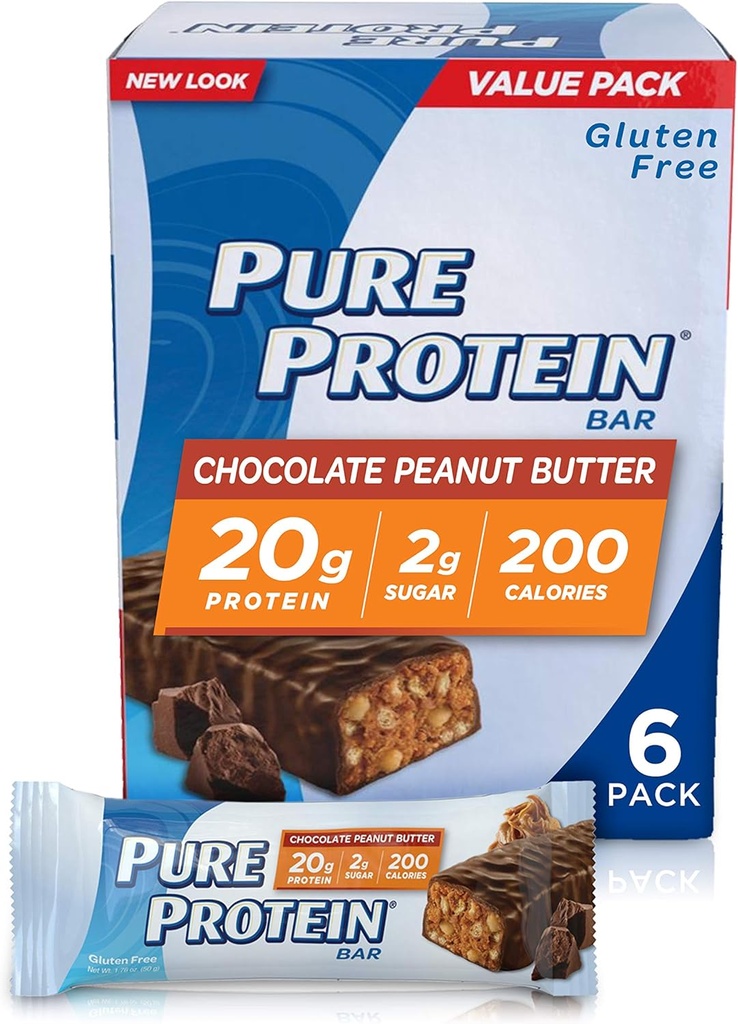 Pure Protein-High Protein Bar Čokoláda Arašidové maslo-Protein Bars-20 Grams of Protein per Bar--Gluten Free--6-1.76-Ounce Bars