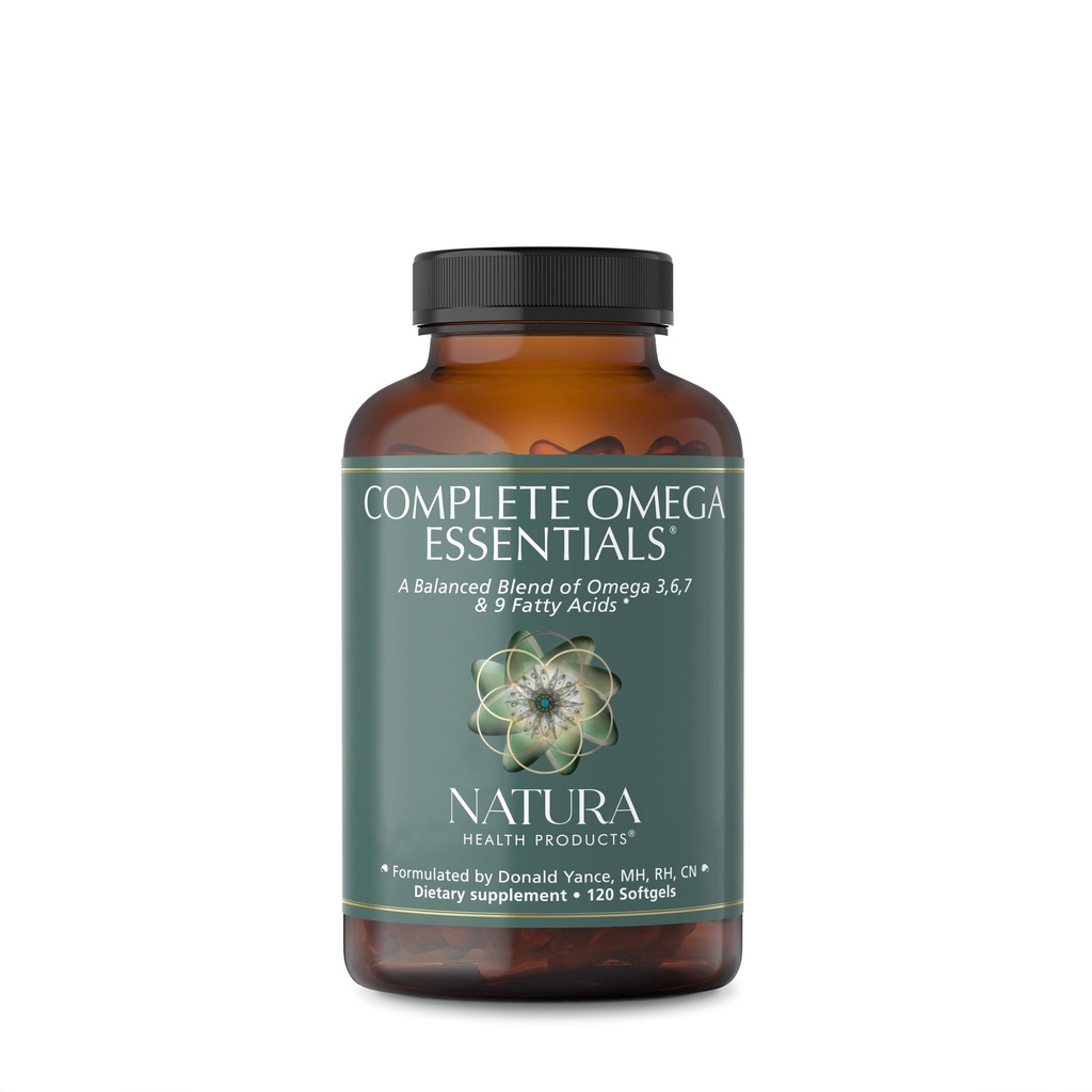 Natura Health Products Complete Omega Essentials Supplement - Balanced Blend Omega 3, 6, 7, & 9 Mastné kyseliny - Featuring Fish Oil Concentration, Borage Seed Oil, Sea Buckthorn Berry (120 softgels)