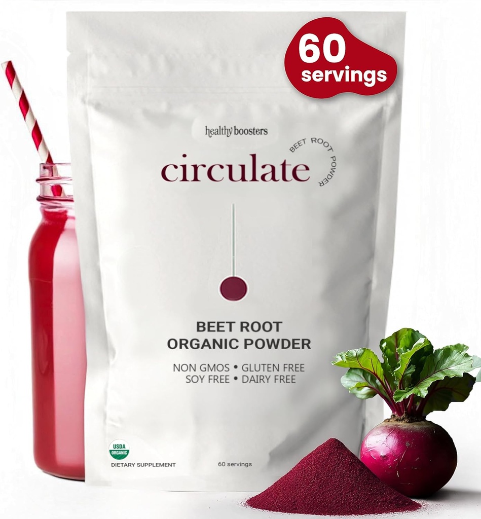 Organická Beet Root Powder - California Grown, 100% USDA Certified Organic - Nitric Oxide Boost, Vegan Superfood for Heart Health Muži & Ženy, krvný tlak & Energy, non-GMO (60 Servings)