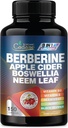 Berberine Supplement with Neem Leaf, Apple Cider Ocogar, VIT D3, E & More - 150 Capsules Support for Immune System, Digestion & Celkové zdravie