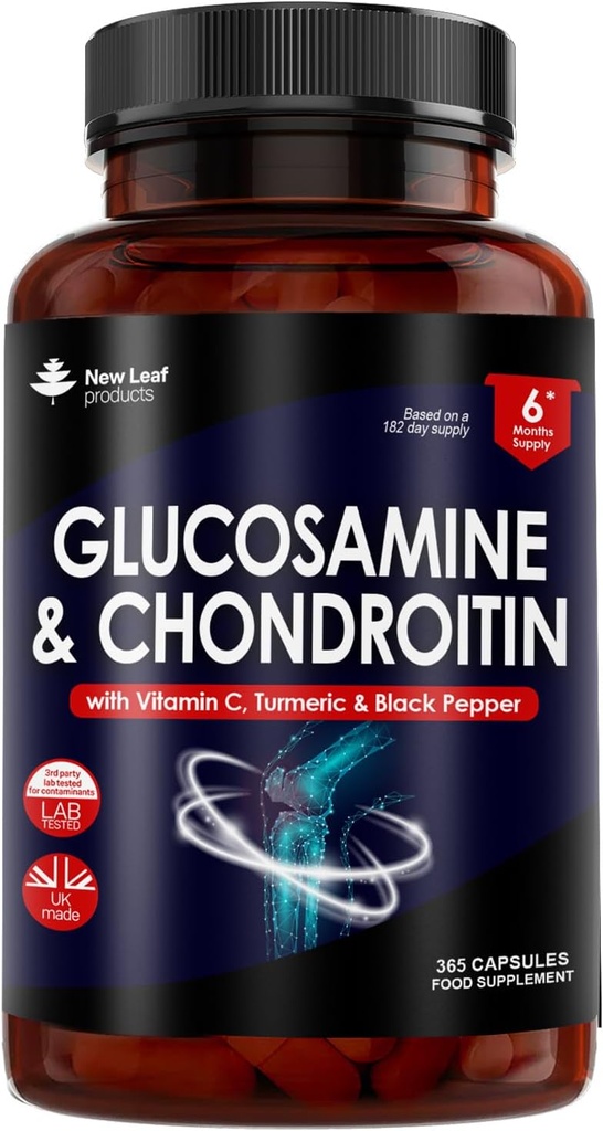 Glukozamín a Chondroitín Vysoká sila - s MSM (365 tabliet) Extra absorbencia obohatená vitamínom C, glukozamín Sulfát Chondroitín Sulfát Gluten-free, GMP, 365 potravinové doplnky