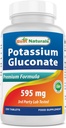 Najlepšie prírodné látky Glukonát draselný doplnok 595 Mg Tablet, 250Count