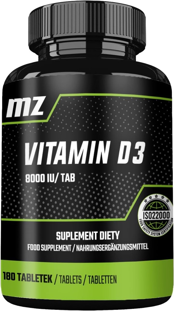 Vitamín D3 2000 IU v tablete - 180 tabliet - Trvá 720 Slúži - Podporuje rovnováhu vápnika a kostí - Dietary Supplement by MZ