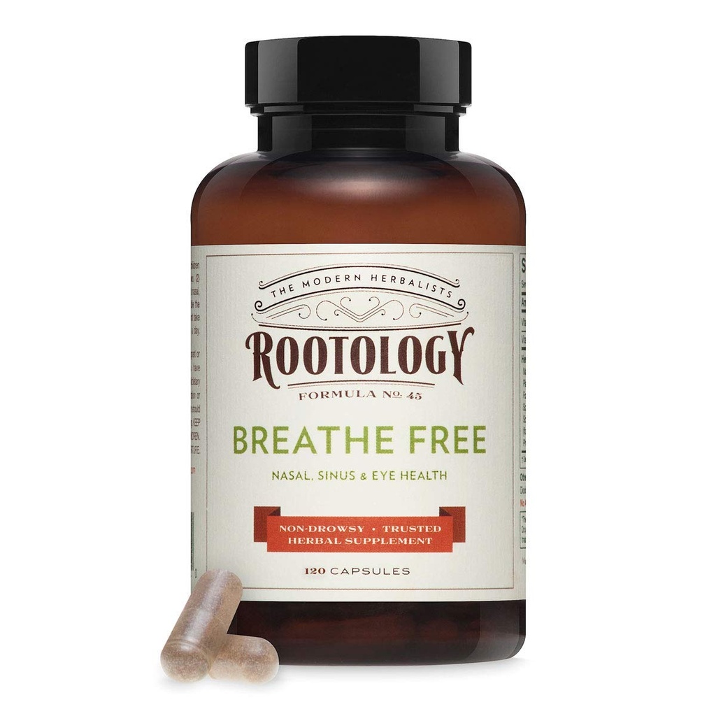 Rootológia Dýchajte zadarmo - Prírodné nosal & Sinus Relief - Fast-Acting, non-Drowsy - 120 Kapsule...