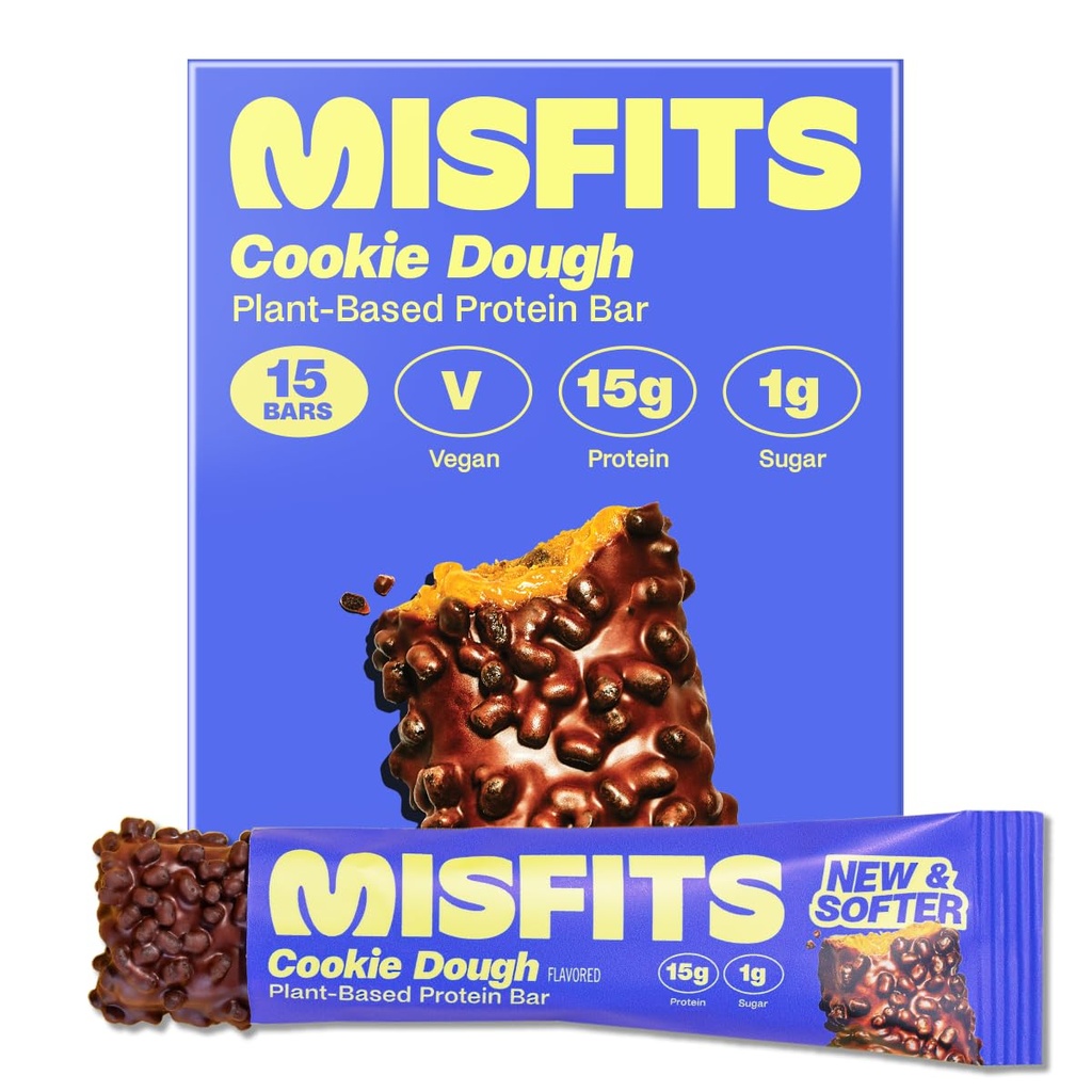 Misfits Vegan Proteínové tyčinky, Cookie Dough - Aktualizované recept 
