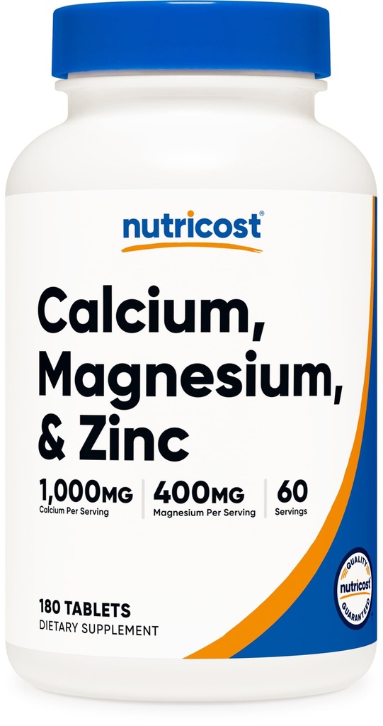 Nutricost Vápnik, tablety horčíka a zinku 1,415 mg, 180 tabliet - Vitamín/Mineral Blend Supplement, 60 porcií - bez lepku, bez GMO
