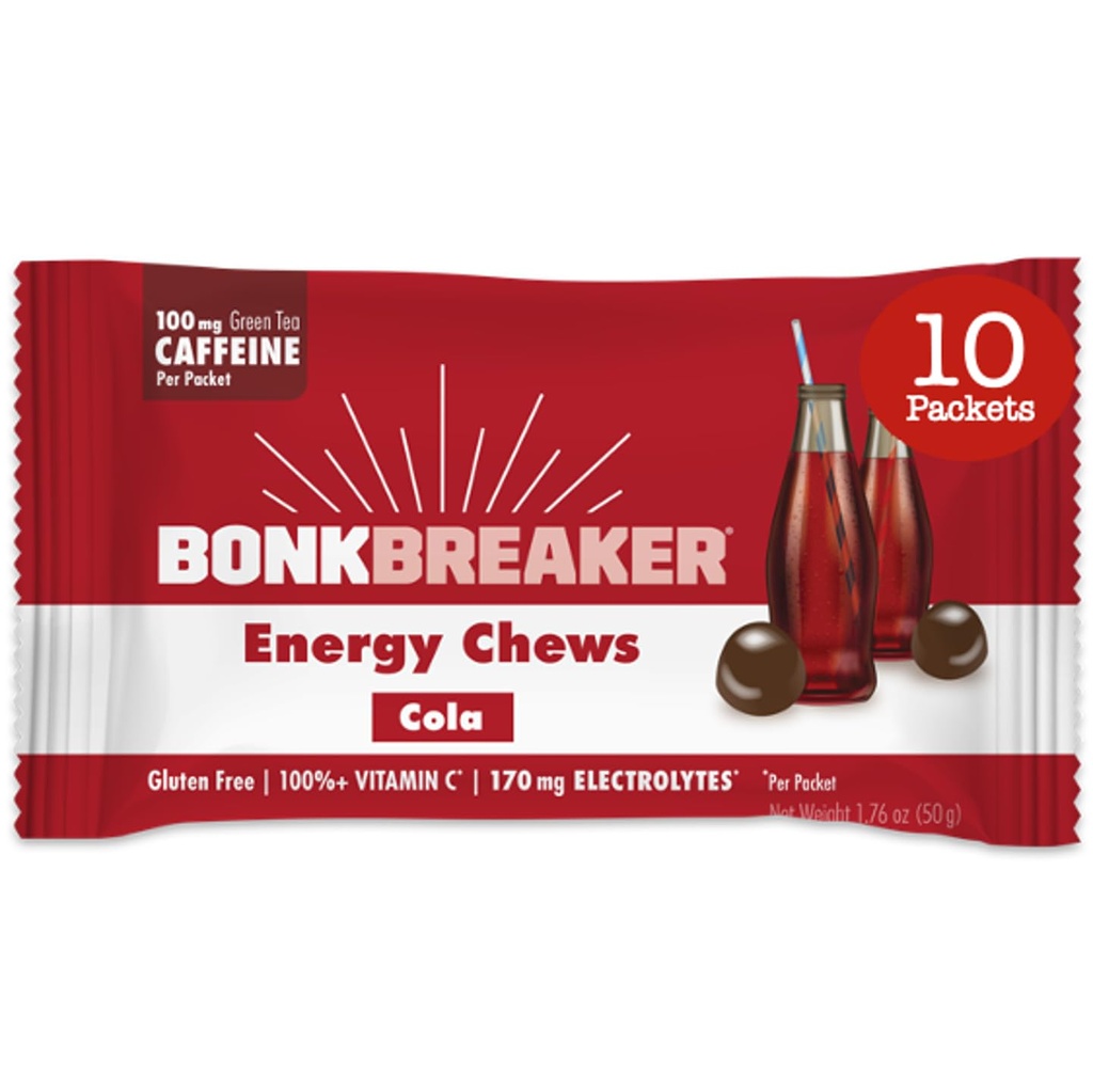 Bonk Breaker Energy Chews, Dairy-free, Gluten-free Ingrediencie poskytnúť rýchlu energiu a zameranie, 1 Box 10 paketov, Cola