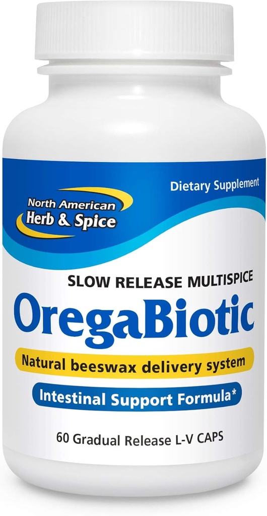 North American Herb & Spice OregaBiotic - 60 Kapsule - Imunitný systém a podpora trávenia - Vlasy, koža a nechty zdravie - Čierny olej zo semien, Cumin olej, Oregano olej, Sage olej - Non-GMO - 30 Celkové služby