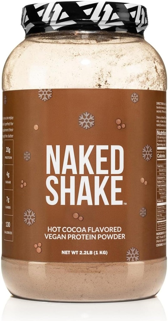 Nahý Shake - horúci kakaový proteín Shake - Plant Based Protein Powder s Mct olej - bez lepidla, bez sóje, bez guličiek alebo umelých sladidiel - 30 porcií
