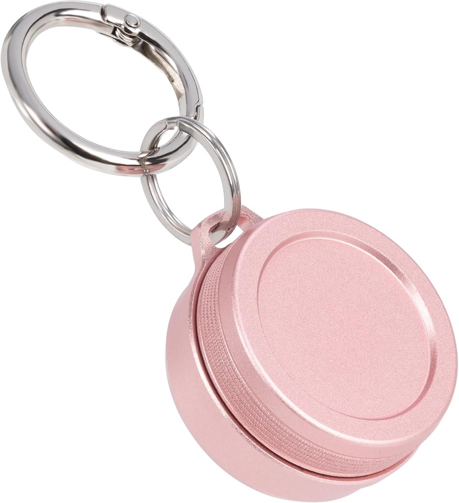 Denné kovové Nosné puzdro - Prenosné Keychain pilulky držiak, vodeodolné malé cestovné pilulky Kontajner pre earplugs Mince, kompatibilný s slučkami, Eargasm & Vibes, Kompaktné Mini Purse pilulky Box (Pink)