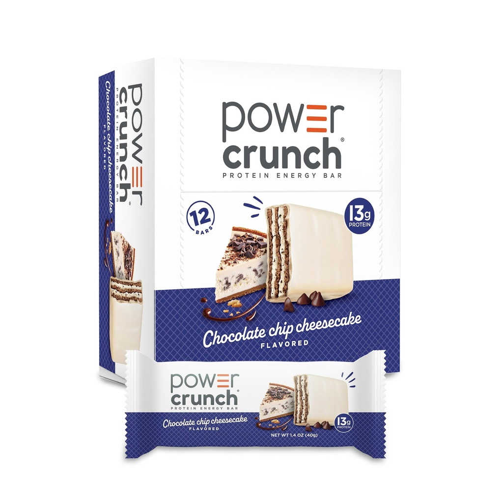 Power Crunch Bielkoviny Wafer Bary, Vysoké Bielkoviny Snacks s lahodnou chuťou, Čokoládové Chip Cheesecake, 1.4 Ounce (12 Počet)