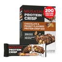 MUSASHI Protein Crisp Bar, 20g Protein, 4g Total Cukry, Čokoláda a Arašidové oriešky, Post Workout a Snack On The Go, 12 Balenie s 2,1/0 (60g) Bary