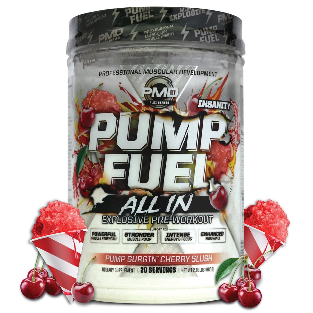 PMD Sports Pump Fuel All in Insanity, Ultimate Pre Workout Powder & Muscle Pump, Maximum Strength Energy, Focus, Endurance & Recovery, Creatin & Beta Alanine, Pump Surgin