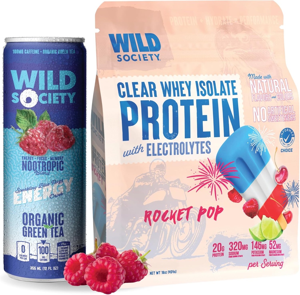 WILD Society Clear Isolate + Energy Drink Super Combo - Rocket Pop Clear Srvátka + Blue Razz Energy Drink