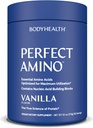 TeloHealth PerfectAmino Powder - BCAA a EAA Powder pre pre a po tréningu - Aminokyselinový nápoj pre mužov a ženy na podporu chudého svalstva a zotavenie - Vanilka - 60 porcií