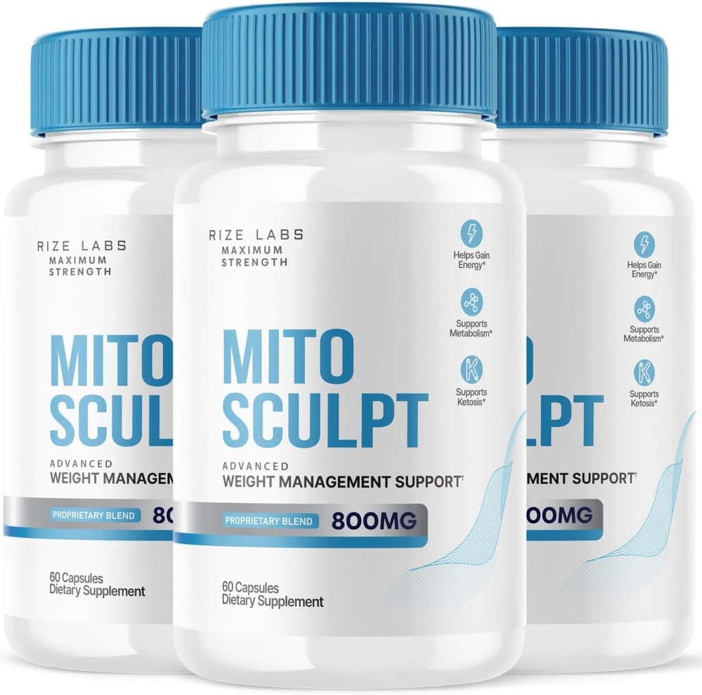 Rize laboratory MitoSculpt Tabletky na chudnutie - Sculpt Vaše ideálne telo s MitoSculpt Advanced Formula Kapsule, Doplnok na premenu Mobilizovaný Ukladaný tuk na palivo (180 Kapsule) (Stock of 3)