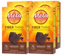 Metamucil, Fiber Thins, Daily Psyllium Husk Fiber Supplement, Podporuje Tráviace zdravie a uspokojuje hlad, čokoládová chuť, 48 Celkové služby (4 balenia z 12)