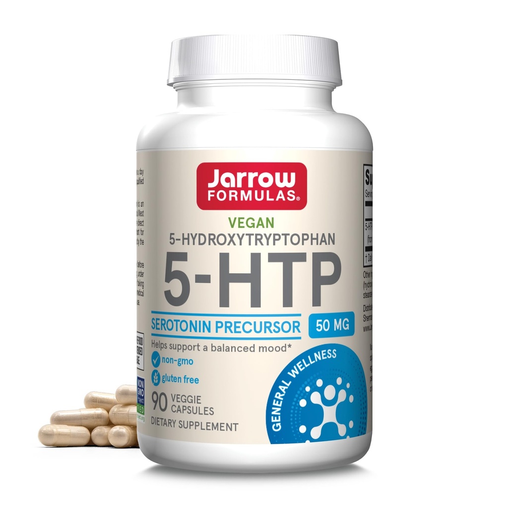 Jarrow Formules® 5- HTP, 100 mg, Serotonínový prekurzor, 90 Veggie Kapsule, 90 dní