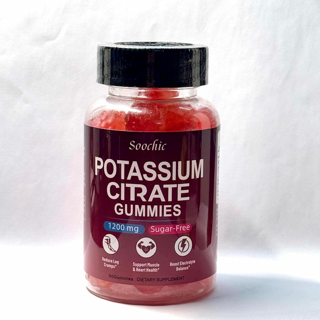 Soochic Draslík Gumies - 1200mg Dusičnan draselný pre mužov a ženy - podporuje uštipnutie nôh a zdravie svalov