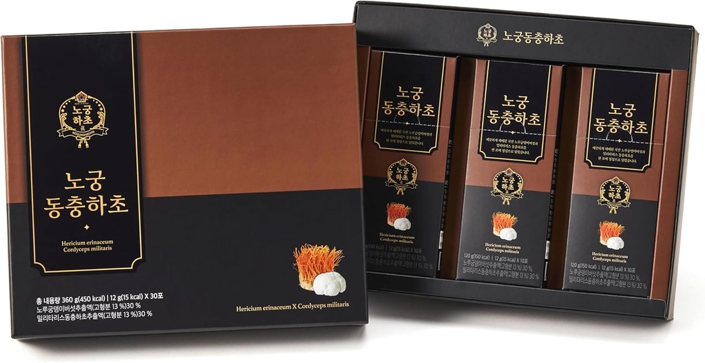 [Nogung Dongchunghacho] CordLion - Cordyceps & Lion’s Mane Mushroom Supplement – Supports Natural Energy & Immune System - 100% Real Extract, Herbal Formula for Daily Wellness – 30 Sticks