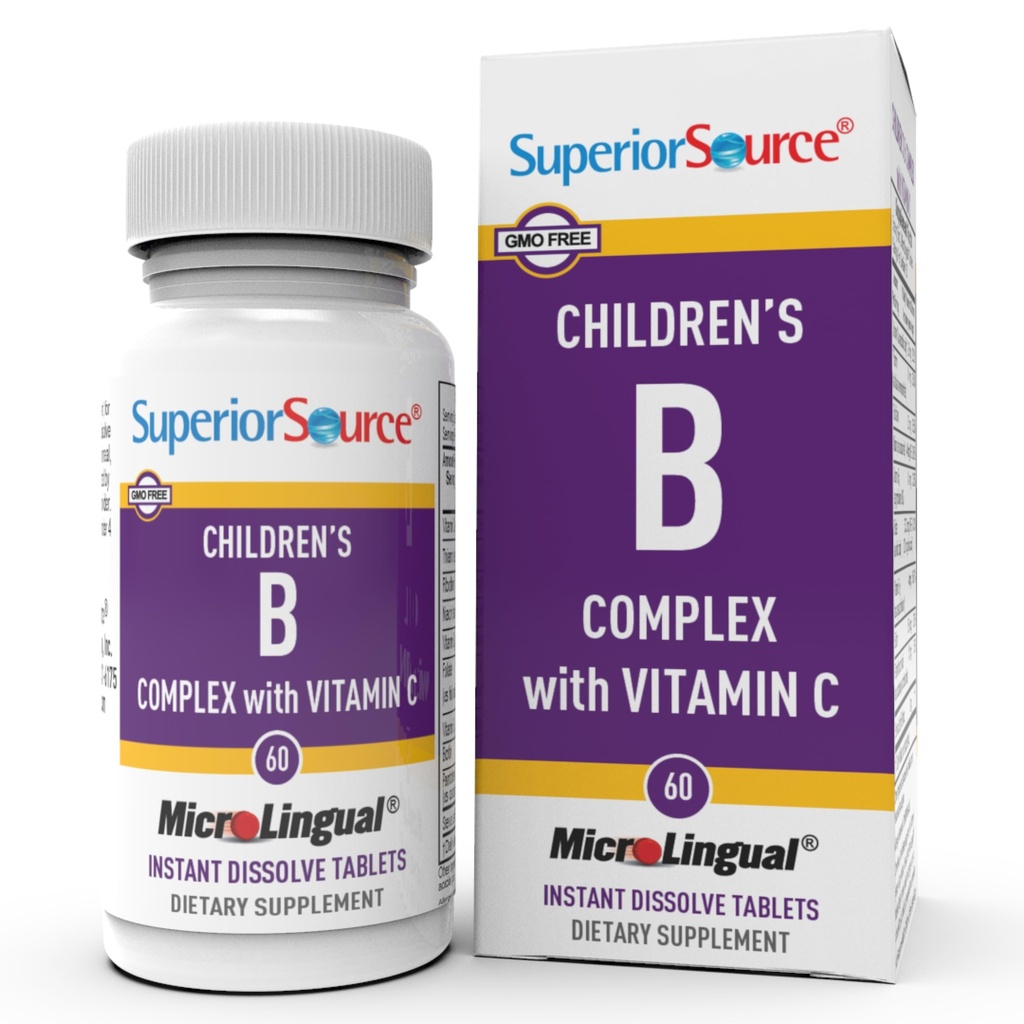 Superior Zdroj Deti? B komplex s vitamínom C - Multivitamín pre podporu zdravia srdca - folická kyselina doplnok pre deti - Imunitná podpora Formula s vitamínom C - 60 Instant Rozpustiť tablety