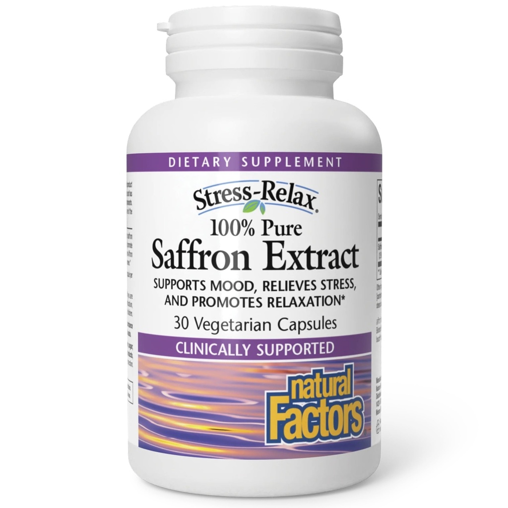 Prírodné faktory Stres-Relax Affron Saffron Extract 28 mg, 30 Vegetariánske kapsuly